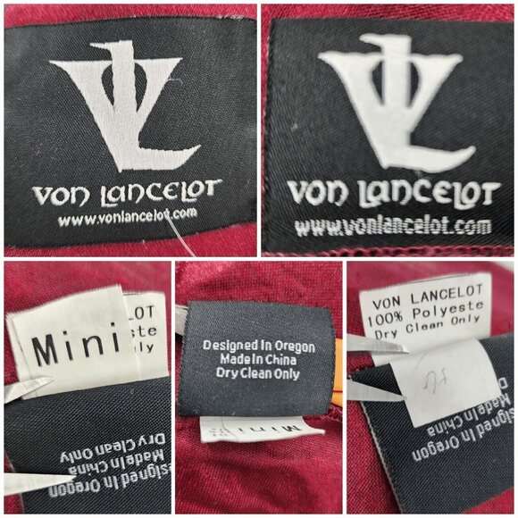 Von Lancelot Hooded Crushed Red Velvet Cape Cloak Halloween 40"L One SZ Costume - Picture 9 of 10